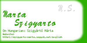 marta szigyarto business card